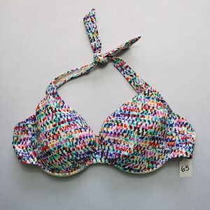 Profile‎ Pink Multi Halter Tie Padded Wired Swim Bra Bralette Bikini Top 38D